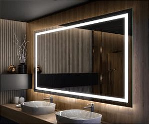 ESPELHO RETANGULAR ILUMINAÇÃO LED 4000K  LUZ NEUTRA BOTÃO TOUCH 2,00 X 1,00