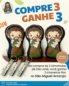 Fofinhos em Triplo: 3 São José + 3 Chaveiros São Miguel