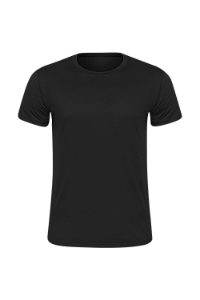 Camiseta Masculina Básica Gola Careca-Malha 100% Poliéster Fiado-Cor Preto