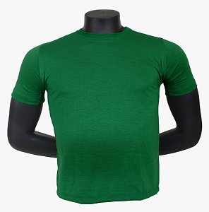 Camiseta Masculina Básica Gola Careca-Malha 100% Poliéster Fiado-Cor Verde Bandeira