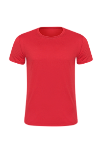 Camiseta Masculina Básica Gola Careca-Malha 100% Poliéster Fiado-Cor Vermelho