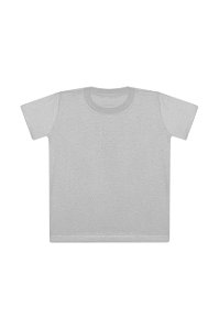 Camiseta Básica Infantil/Juvenil Gola Careca-Malha 100% Poliéster Fiado-Cor Cinza Prata