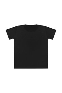 Camiseta Básica Infantil/Juvenil Gola Careca-Malha 100% Poliéster Fiado-Cor Preto