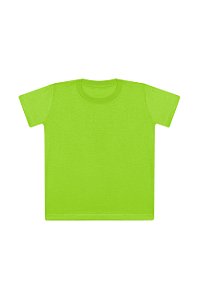 Camiseta Básica Infantil/Juvenil Gola Careca-Malha 100% Poliéster Fiado-Cor Verde Limão