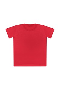 Camiseta Básica Infantil/Juvenil Gola Careca-Malha 100% Poliéster Fiado-Cor Vermelho