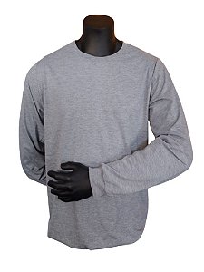 Camiseta Masculina Manga Longa-Malha 100% Poliéster Fiado-Cor Mescla