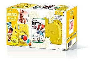 Kit Camera Instantânea Instax Mini 9 + Bolsa E Filme - Amarelo banana