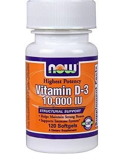 Vitamina D-3 10.000 IU - 120 Softgel - Now Foods (pronta entrega)