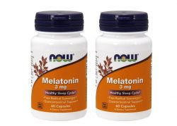 Kit Melatonina 3 mg - Now Foods - Total 120 cápsulas (hormônio do sono)