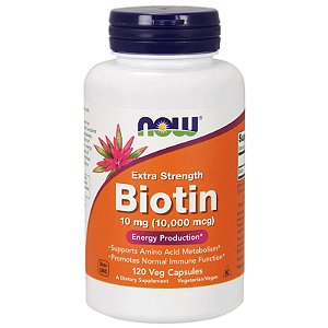 Biotina 10000 mcg - Extra forte- Now Foods - 120 Cápsulas