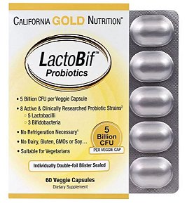 Probiótico 5 Bilhões UFC- California Gold Nutrition - 60 Cápsulas