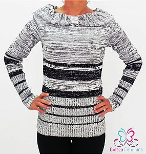 BLUSA COM DETALHE METAL LISTRAS GOLA REDONDA BLUSA COM DETALHE METAL LISTRAS GOLA REDONDA