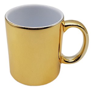 Caneca Espelhada Dourada (Porcelana 325ml P/ Sublimação)