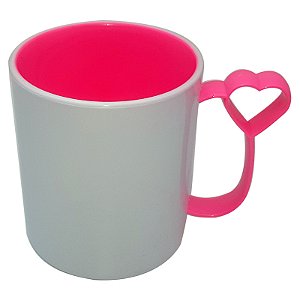 Caneca Polímero Coraçãozinho Rosa