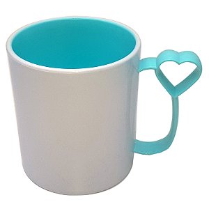 Caneca Polímero Coraçãozinho Azul Bebe