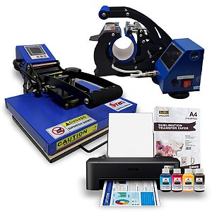 Kit  Inicial - Prensa plana deko 23x30 + prensa de caneca live painel touche + impressora Epson L121