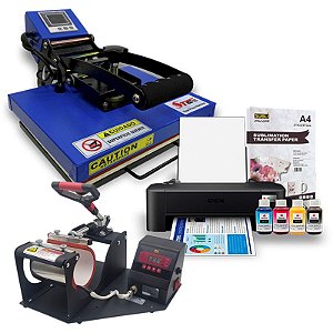 Kit  compacto - prensa plana deko 23x30 + prensa de caneca mecolour + impressora Epson L121