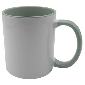 Caneca importada cinza alça e Interior (Porcelana 325ml P/ Sublimação)