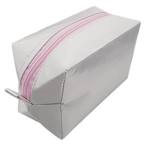 Necessaire Branca com Zíper Rosa