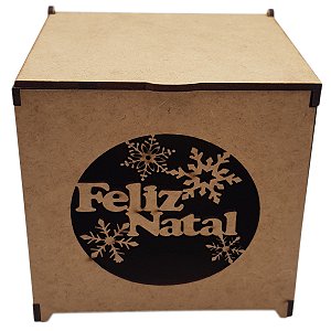 Caixa de MDF Modelo Feliz Natal Gelo Tampa Articulada