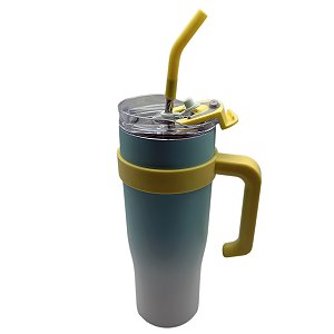Copo térmico inox tiffany com alça amarela- 1200ml