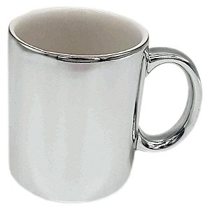 Caneca Espelhada Prata (Porcelana 325ml P/ Sublimação)