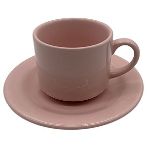 Xicara Rosa com Pires para Sublimação 180ml