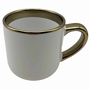 Caneca Imperial Ouro Branca com Alça e Borda Dourado – 400ml