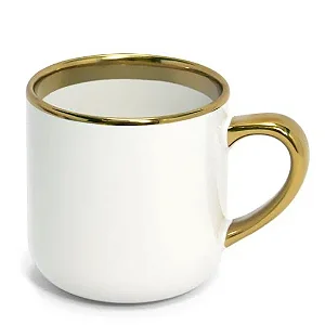 Caneca Imperial Ouro Branca com Alça e Borda Dourado – 400ml