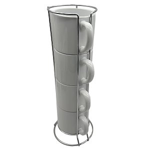 Kit de Xícara Branca 200 ml london 04 peças live (Para Sublimação)