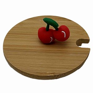 Tampa de bambu puxador cereja