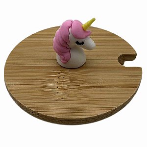 Tampa de bambu puxador Unicornio