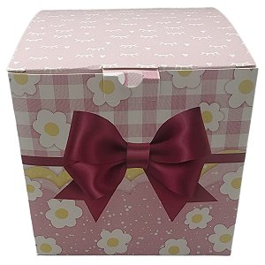 Caixinha para caneca laço rosa