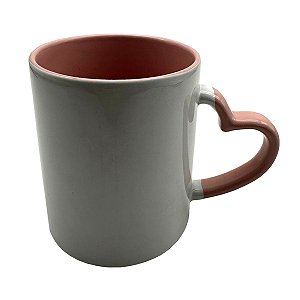 Caneca Importada Rosa Alça/Interior (Porcelana 325ml p/ Sublimação)