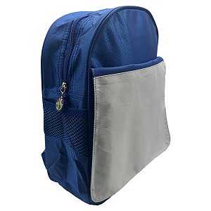 Mochila Escolar Azul e Branco - 27,5 x 31,5 cm