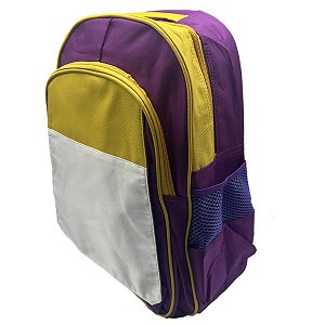 Mochila Escolar Roxa e Amarelo – 41 x 30 cm