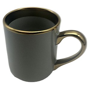 Caneca Imperial Cinza com Alça e Borda Dourado – 325ml