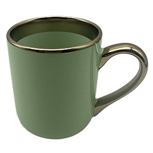 Caneca Imperial Verde com Alça e Borda Dourado – 325ml