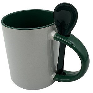 Caneca Colher Reta Verde Escuro Alça Interior