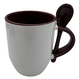 Caneca com Colher Alça e Interior Marrom - Jkb