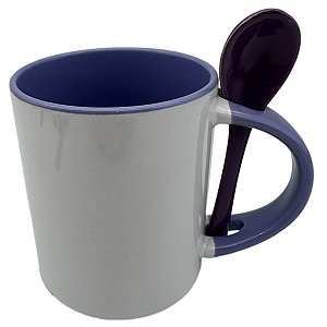 Caneca Importada com Colher Reta Alça e Interior Lilás