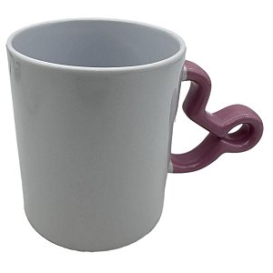Caneca Cerâmica Alça Urso Rosa 325ml - Mecolour