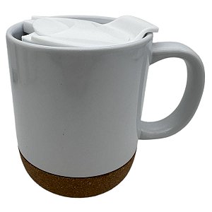 Canecão de Cerâmica Base Cortiça e Tampa 400ml - Mecolour