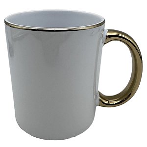 Caneca Cerâmica Alça e Colarinho Dourada 325m - Mecolour