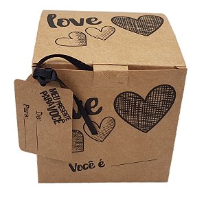 Caixinha Kraft para Azulejo 20x20 "Love" - 10 unidades