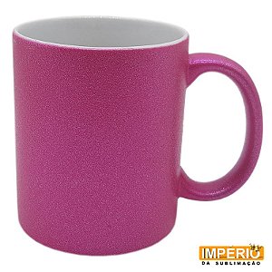 Caneca Glitter Rosa (Porcelana 325ml P/ Sublimação)