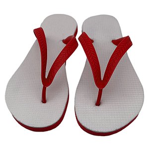 Chinelo para Sublimação com Sola e Tira Vermelha (Par)