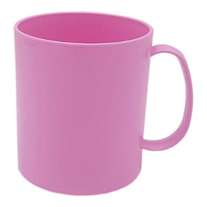 Caneca de Plástico Polímero Rosa Bebê (P/ Sublimação)