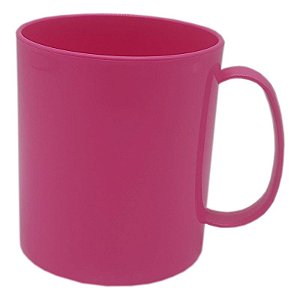 Caneca de Plástico Polímero Rosa Chiclete (P/ Sublimação)