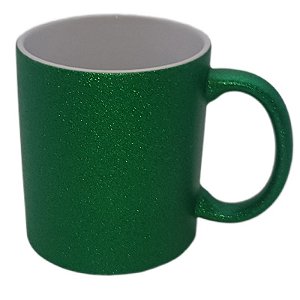 Caneca Glitter Verde (Porcelana 325ml P/ Sublimação)